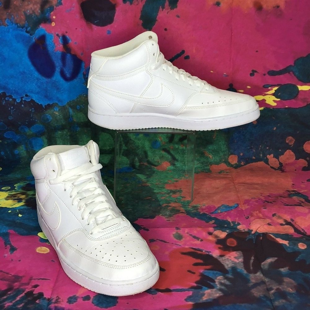 Nike Women's Court Vision Mid CD5436-100 Triple White US Size 10